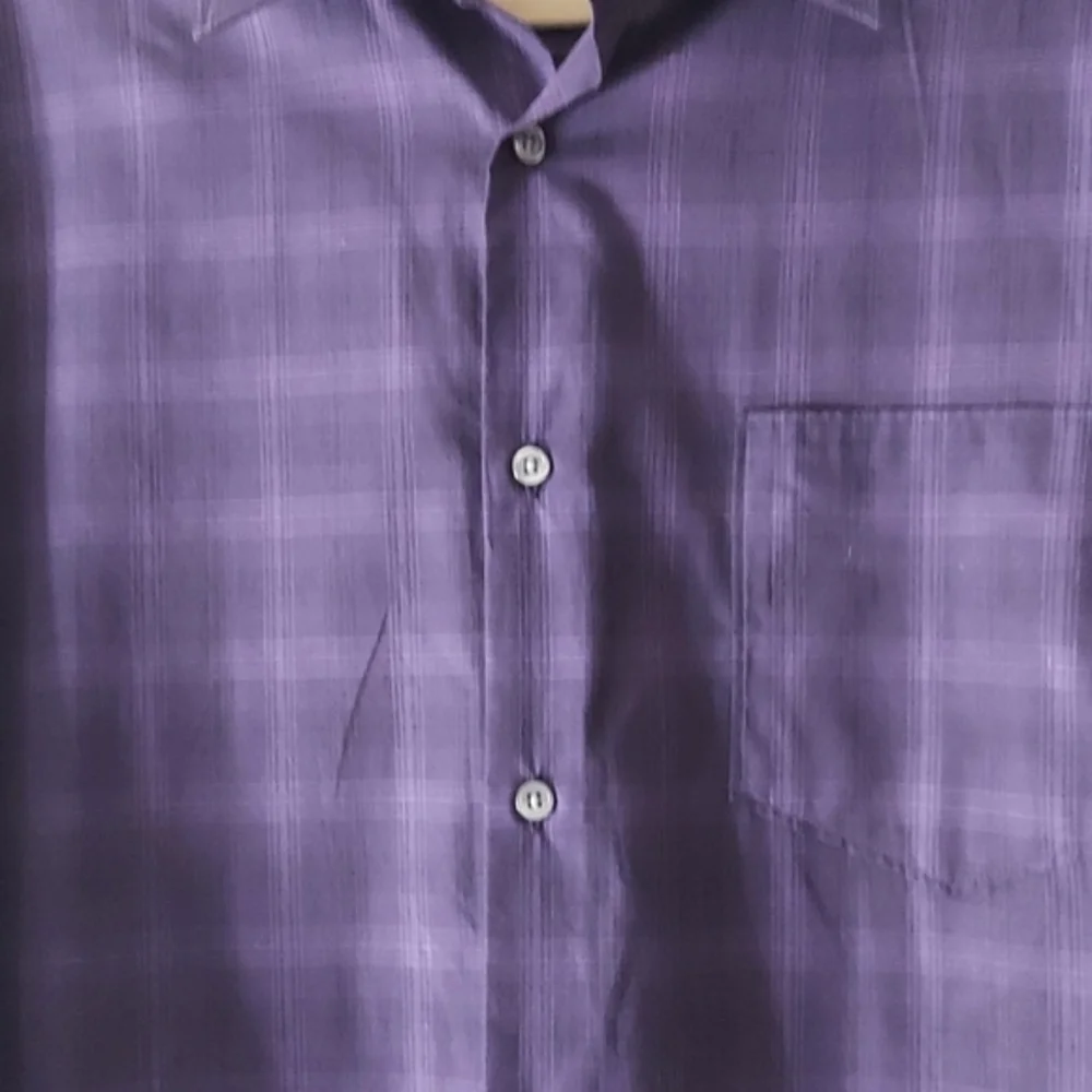 DKNY Mens Purple print Button Down Casual dress L/S SHirt Sz L
